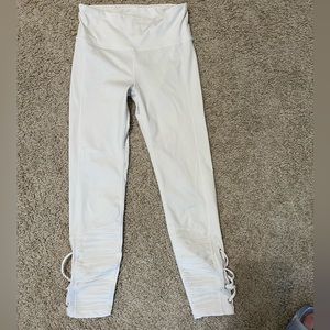 White Compression Leggings with Pleat and Tie Detail- size XS